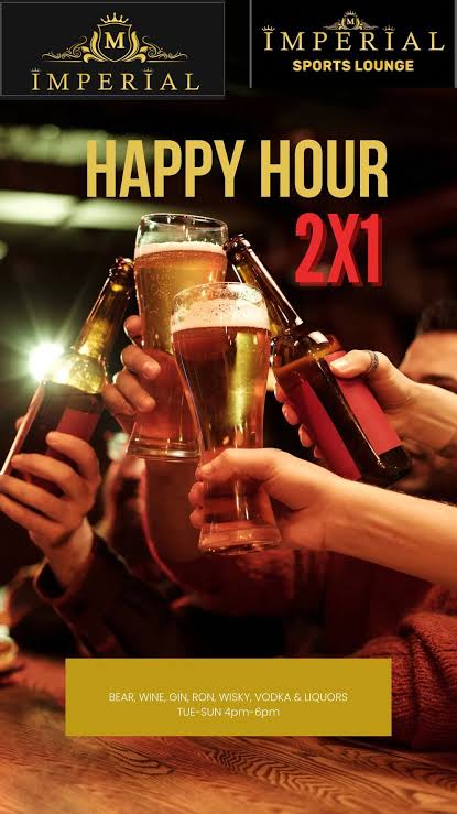 Happy Hour 2x1 poster, Imperial Lounge Marbella